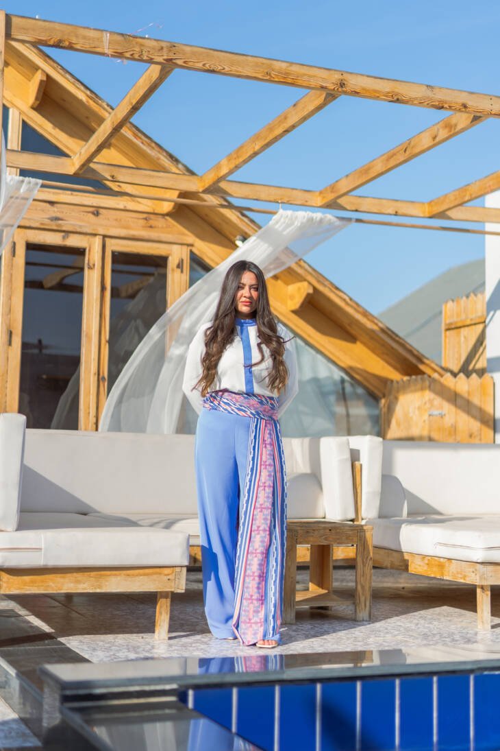 Wide-Leg Trousers with Colorful Side Skirt - Image 4