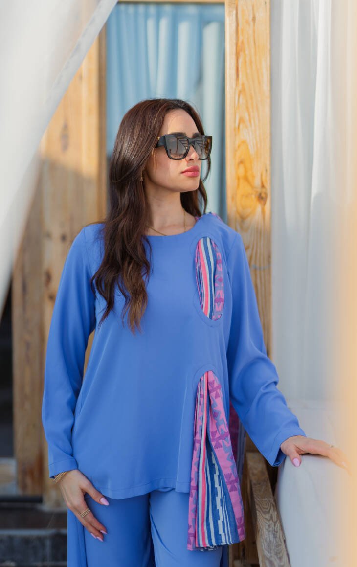 Blouse with Colorful Scarf