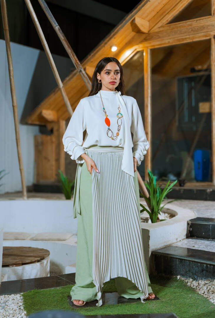 Pistachio Trouser with blisseh Skirt Overlay