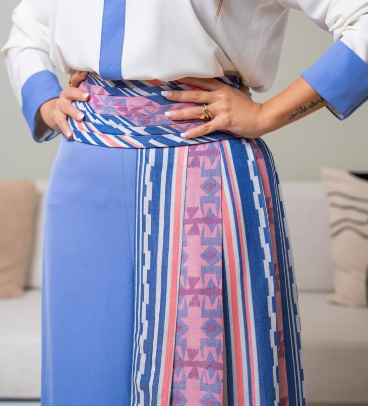 Wide-Leg Trousers with Colorful Side Skirt
