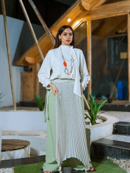 Pistachio Trouser with blisseh Skirt Overlay