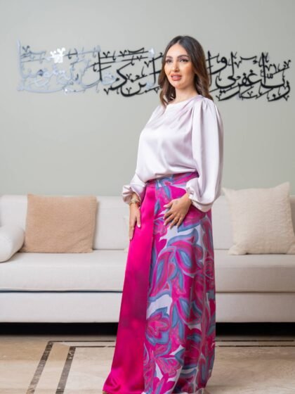 Satin Base Skirt with Printed skirt Overlay